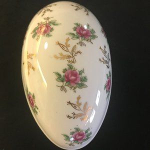 Vintage Ucagco Ceramic Japan Egg Shaped Covered Dish Roses